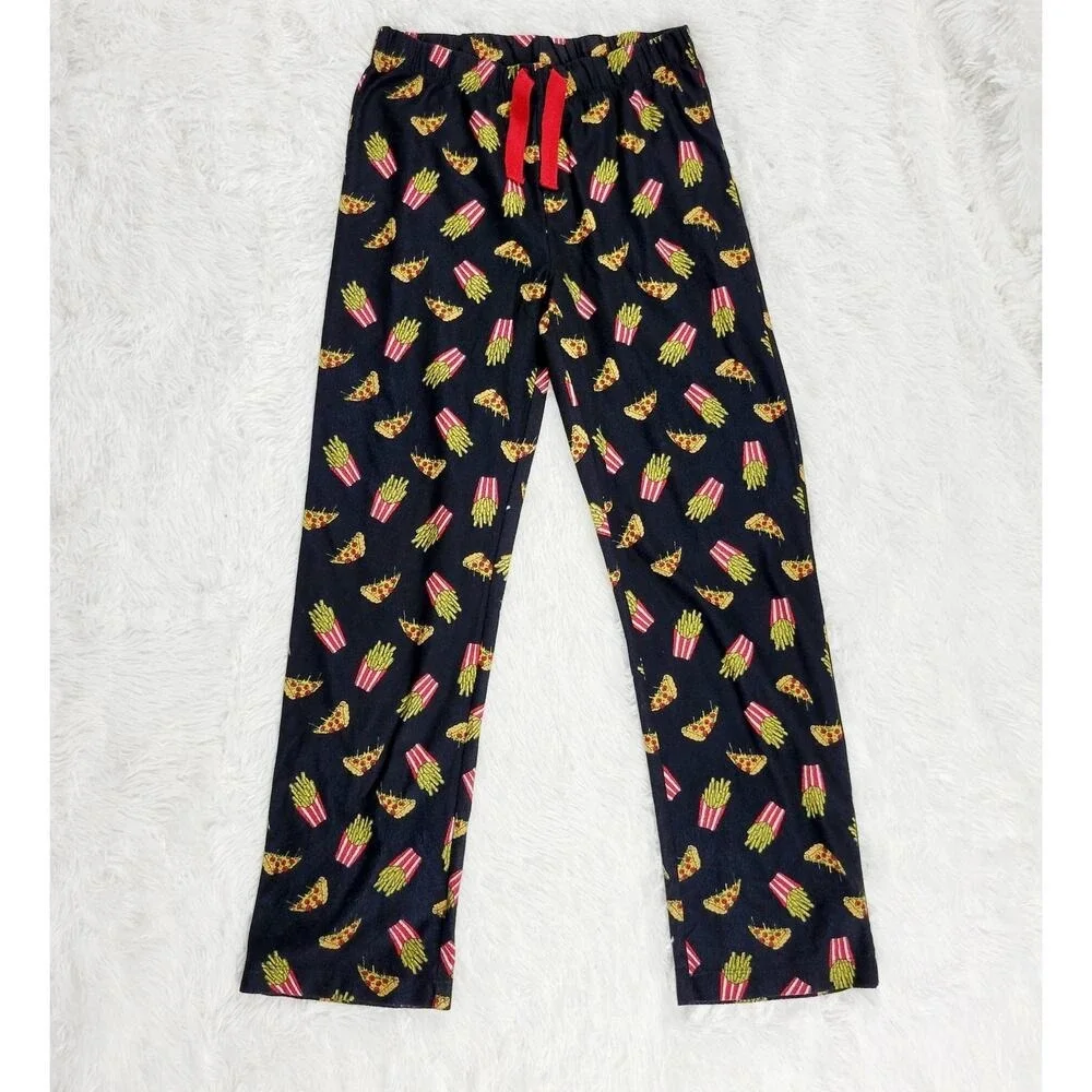 Old Navy Kids Pajama Pants Pizza French Fries Print Elastic Waist Drawstring‎ XL